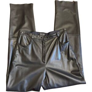 ESCADA SPORT Pants Size 40 M Lamb Leather Straight Leg Trouser Supple Black